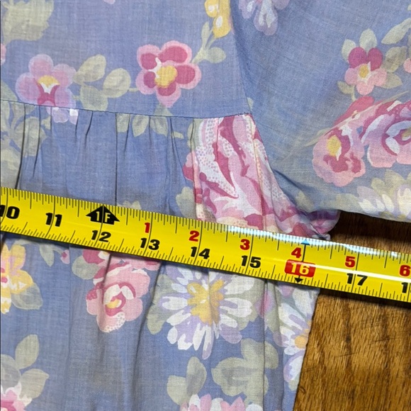 LAURA ASHLEY VTG Women's Blue Pink Yellow Floral Tiered Midi Dress Cotton Size 8 - Picture 5 of 10